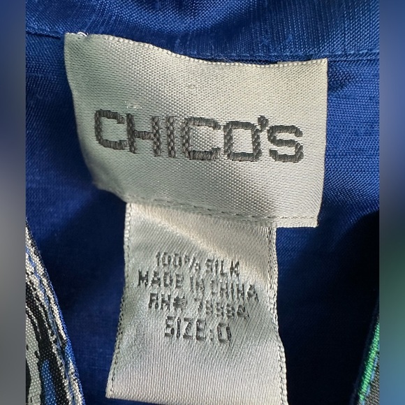 Chicos Silk Jacket Reversible Floral Blue Size 0 (Small) NWT 3/4 Sleeves - Picture 5 of 6